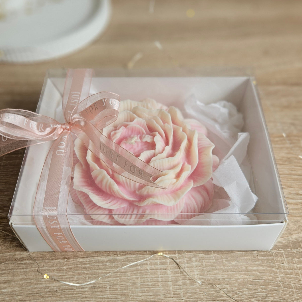 Große Pfingstrose Kerze – 500g Sojawachs | Geschenk personalisierbar