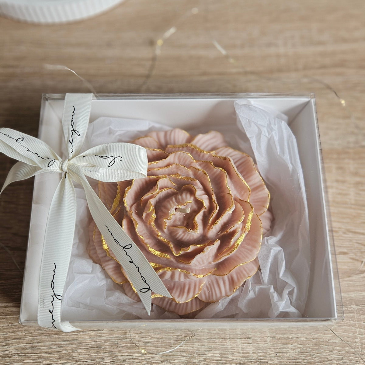 Große Pfingstrose Kerze – 500g Sojawachs | Geschenk personalisierbar