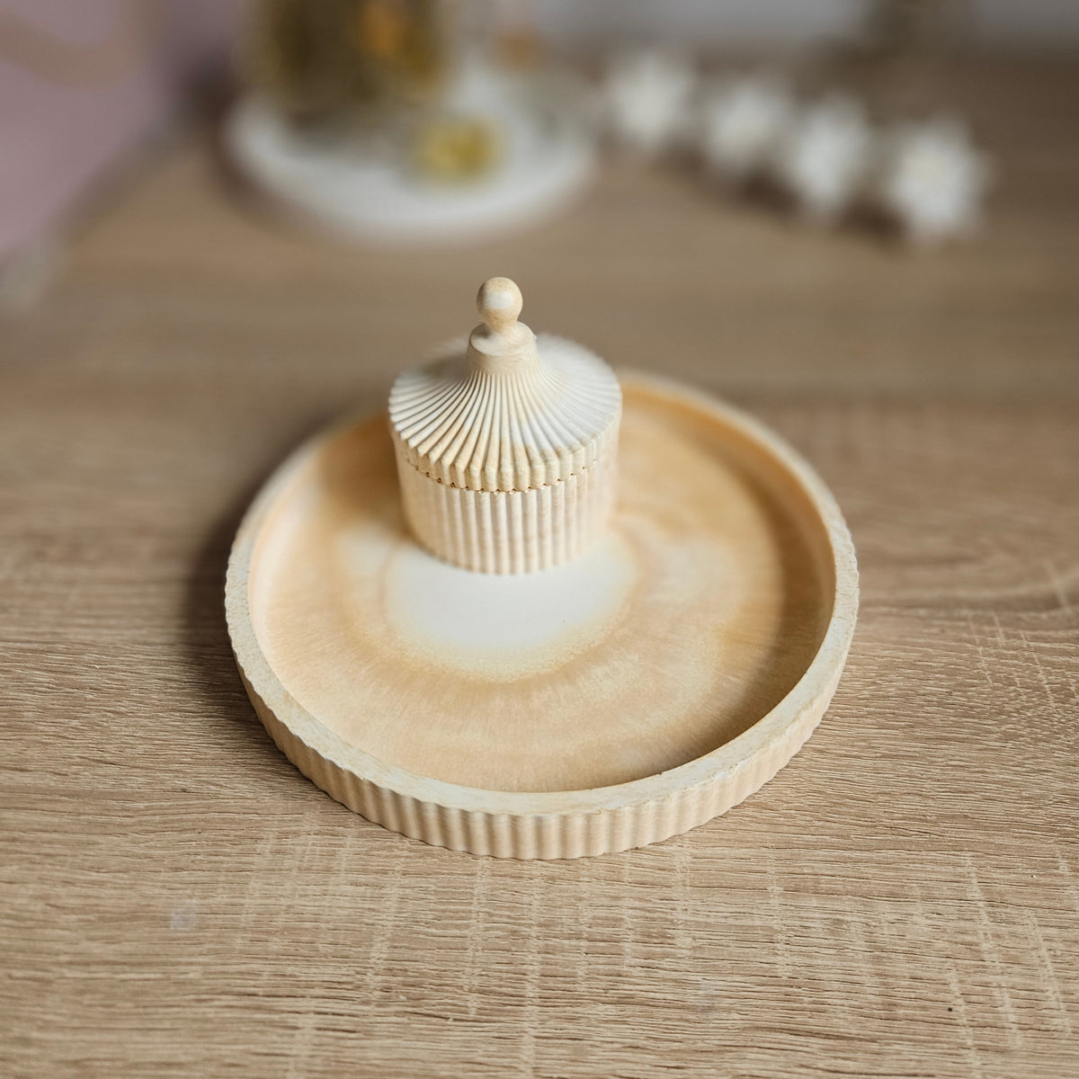 Gips-Set Handmade – Dekotablett & Schmuckdose Marmoreffekt – Geschenkset Unikat