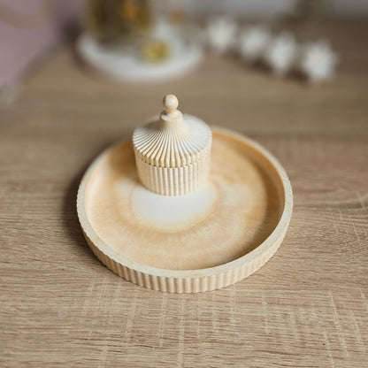 Gips-Set Handmade – Dekotablett & Schmuckdose Marmoreffekt – Geschenkset Unikat
