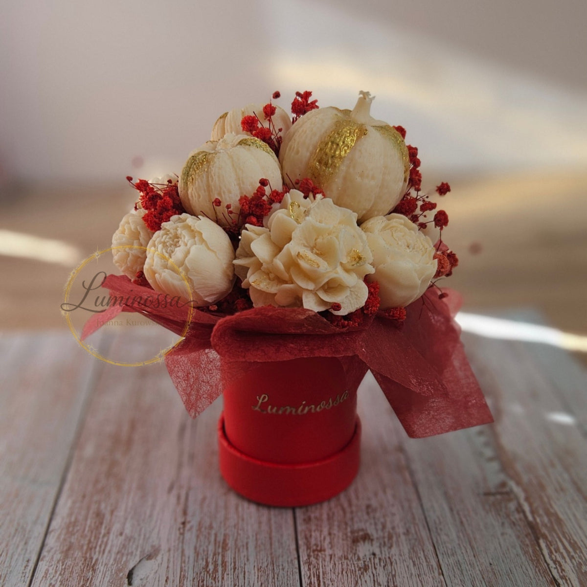 Herbst Flowerbox S – Sojawachs Kaminwachs Kürbiskuchen Duft von Luminossa