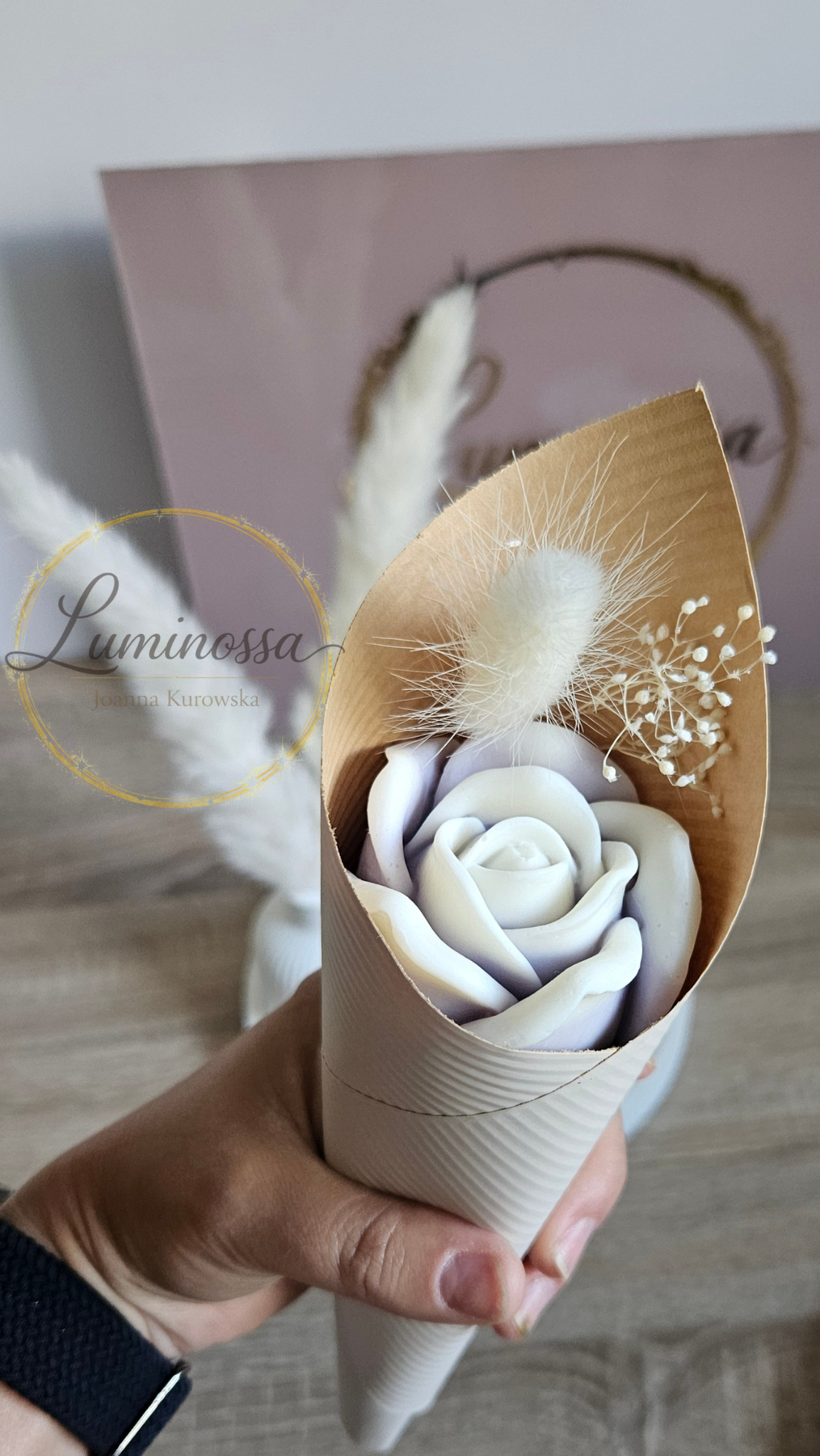 Große Rose Ombré Mini Bouquet aus Sojawachs von Luminossa