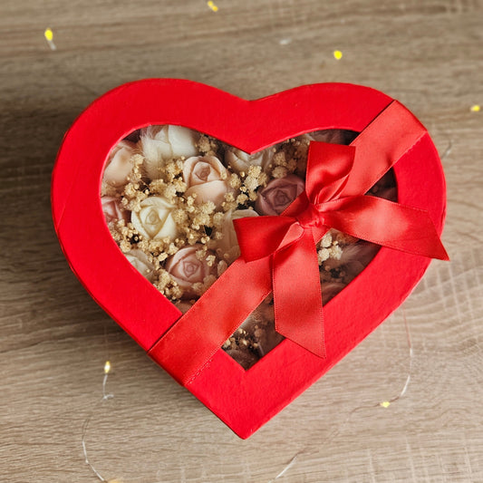 Herzbox – Tulpen aus Sojawachs