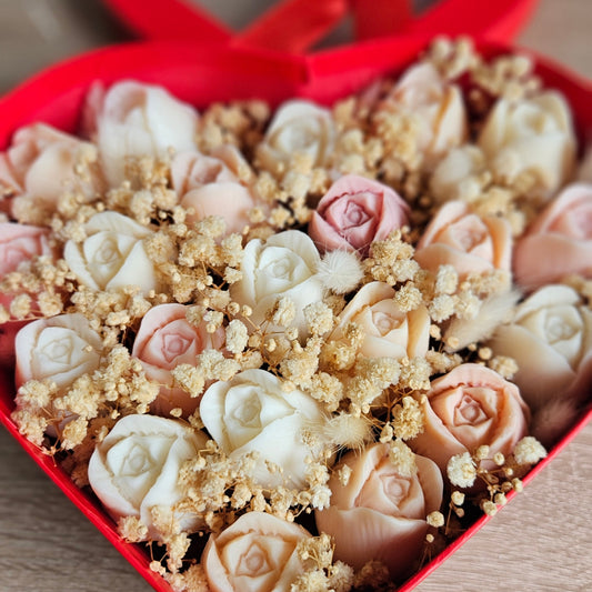 Herzbox – Tulpen aus Sojawachs