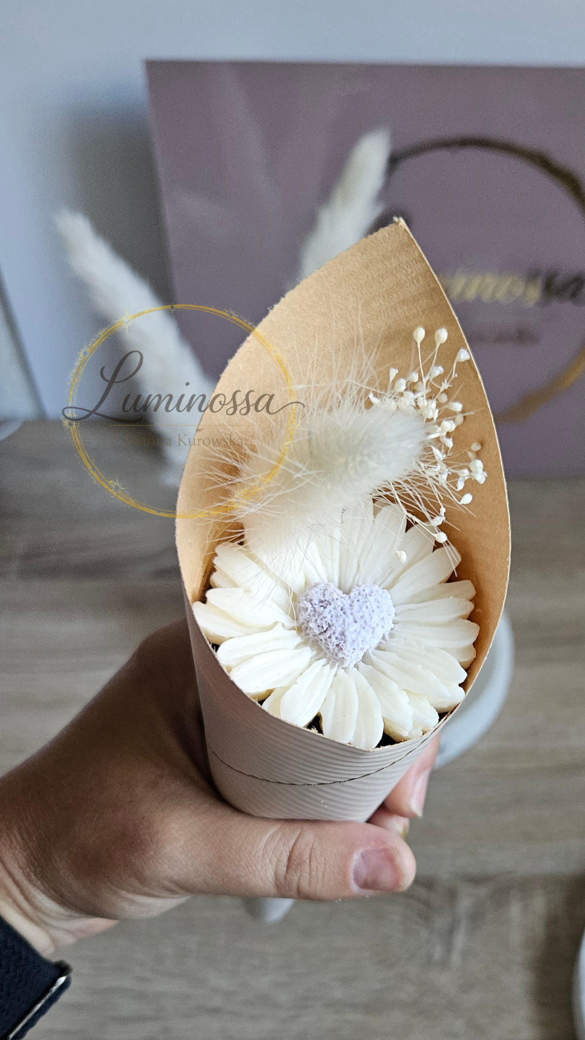 Blumen Bouquet aus Sojawachs – Gastgeschenk für Hochzeit & Taufe