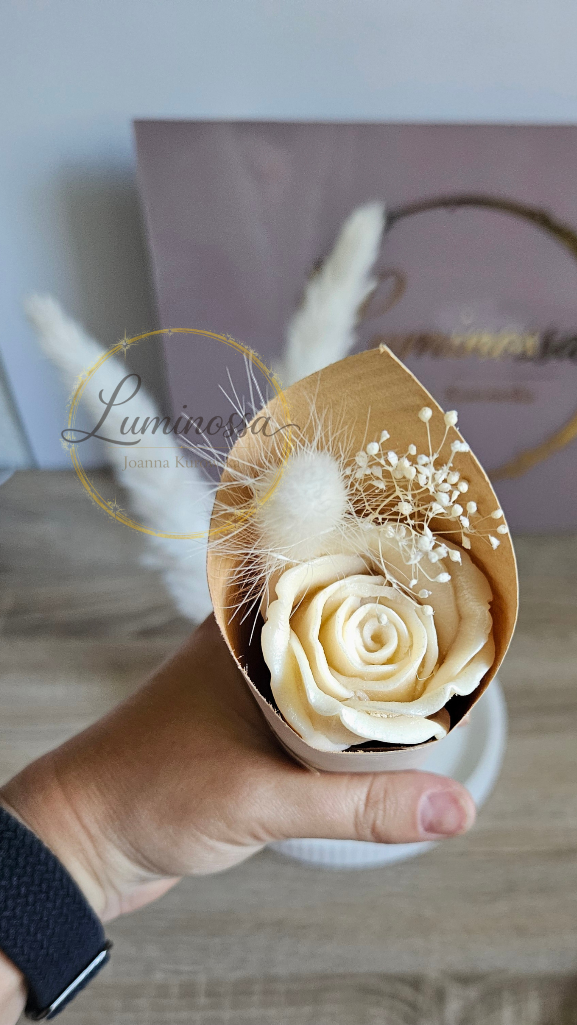 Blumen Bouquet aus Sojawachs – Gastgeschenk für Hochzeit & Taufe