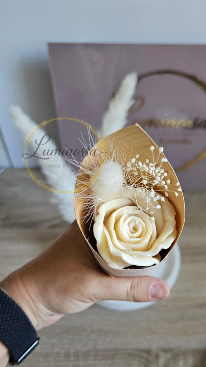 Blumen Bouquet aus Sojawachs – Gastgeschenk für Hochzeit & Taufe
