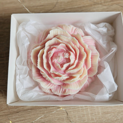 Große Pfingstrose Kerze – 500g Sojawachs | Geschenk personalisierbar